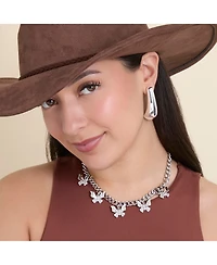 Jessica Simpson Silver-Tone Butterfly Charm Curb Chain Necklace