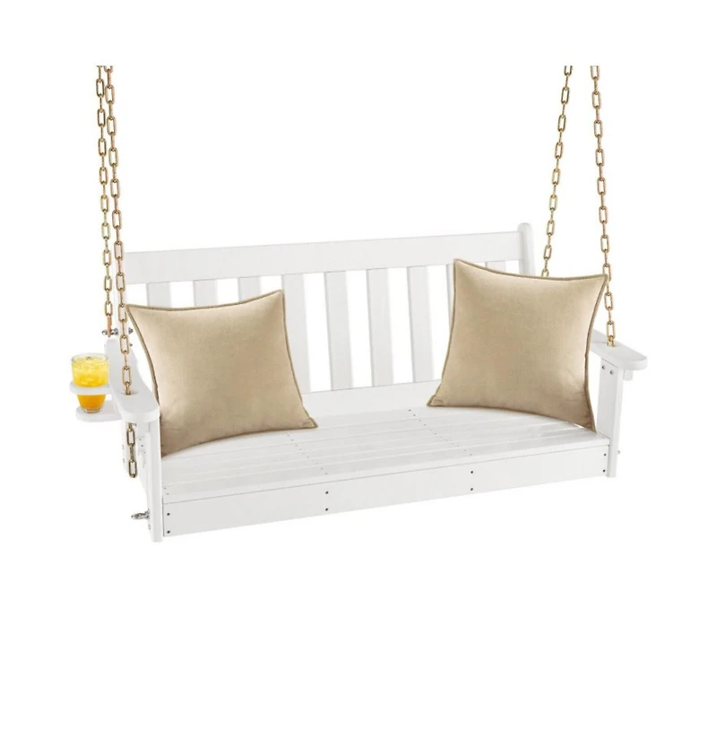 Mondawe 54 Inch Hdpe Patio Porch Swing with Cup Holder