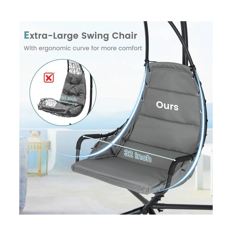 Mondawe Hanging Chair Hammock with Stand and Extra Large Padded Seat