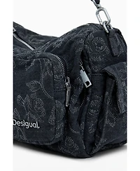 Desigual Women's Medium denim multi-pocket embroidered bag