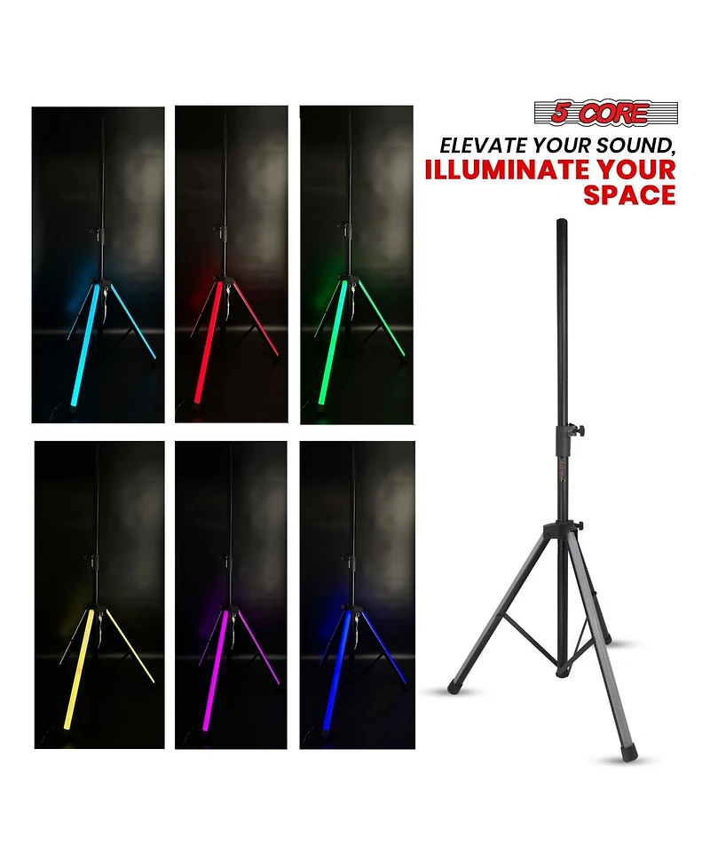 5Core Speaker Stand 2Pcs Tripod w Rgb Lights Adjustable 72 Inch Dj Studio Monitor Stands