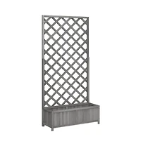 Planter with Trellis Gray Solid Wood Fir