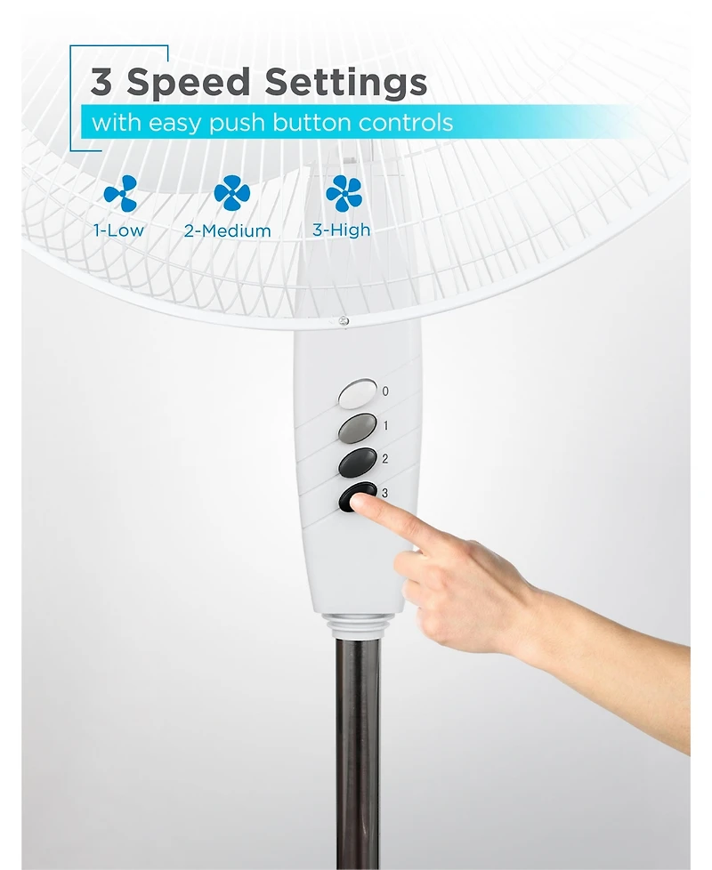 Black+Decker 18-Inch Pedestal Fan, BFP18SXW, Oscillating Fan for Home and Office, White