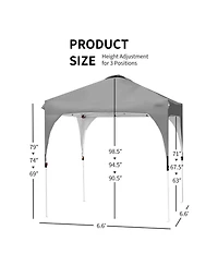 Gymax 6.6x6.6 Ft Pop up Canopy Tent Shelter Height Adjustable w/ Roller Bag