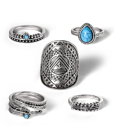 Jessica Simpson 5-Piece Mixed Gold-Tone Dainty Ring Set