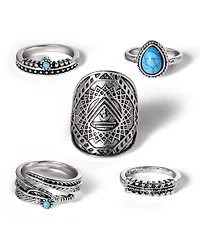 Jessica Simpson 5-Piece Mixed Gold-Tone Dainty Ring Set
