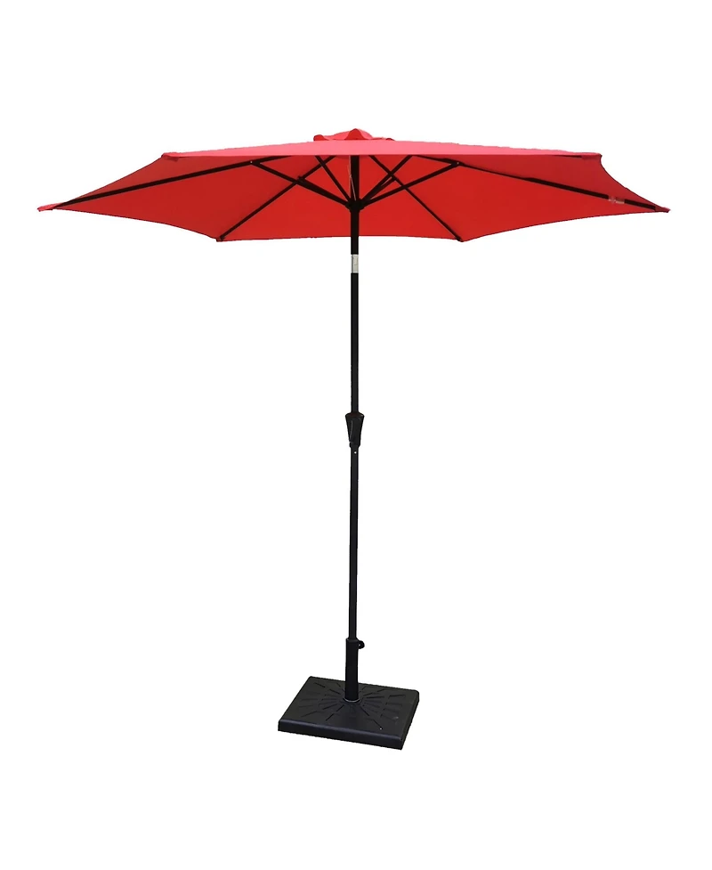 Flynama 8.8 feet Outdoor Aluminum Patio Umbrella, Market Umbrella with 42 Pound Square Resin Umbrella Base, Push Button Tilt and Crank lift