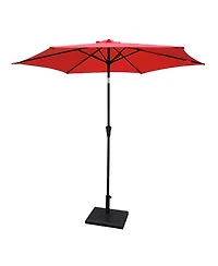 Flynama 8.8 feet Outdoor Aluminum Patio Umbrella, Market Umbrella with 42 Pound Square Resin Umbrella Base, Push Button Tilt and Crank lift