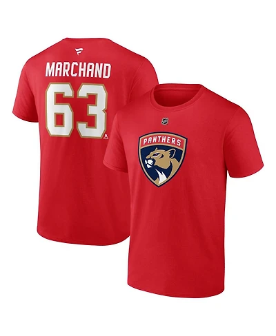 Fanatics Men's Brad Marchand Red Florida Panthers Authentic Stack Name Number T-Shirt