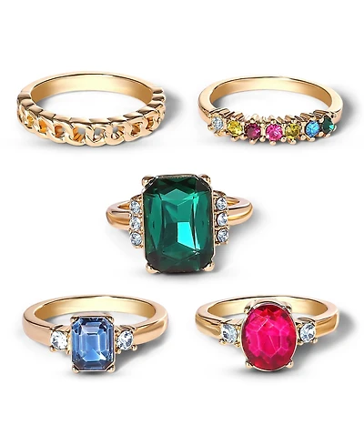 Jessica Simpson Multi-Gemstone Statement Ring Set