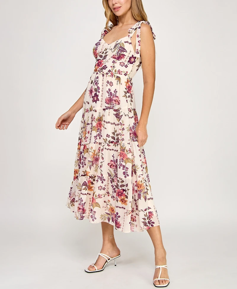 Trixxi Juniors' Pebble Chiffon Printed Sleeveless Midi Dress