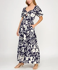 Trixxi Juniors' Woven Printed Fit & Flare Dress