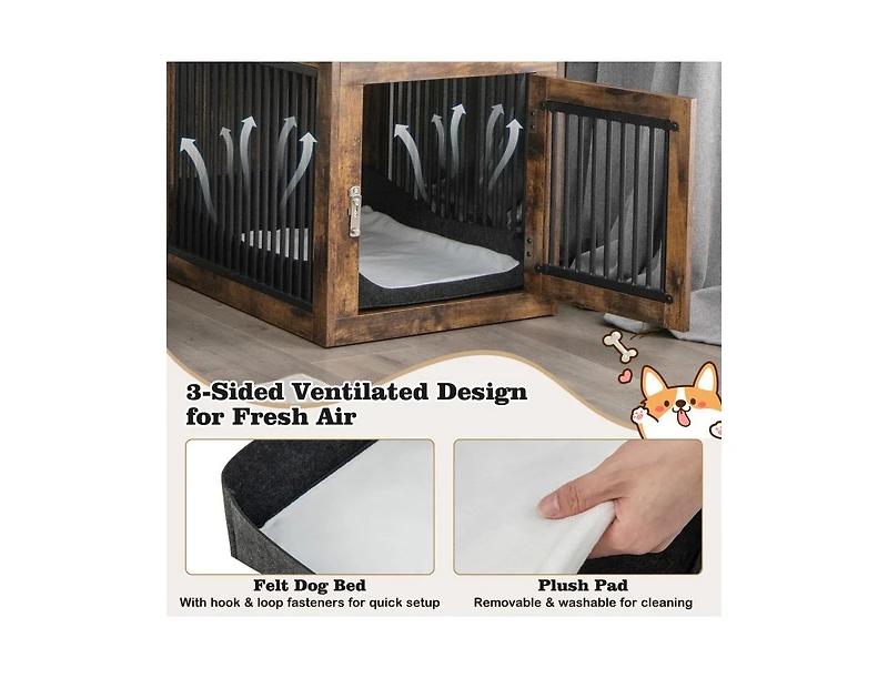 2-In-1 Dog House with Drawer and Wired Wireless Charging