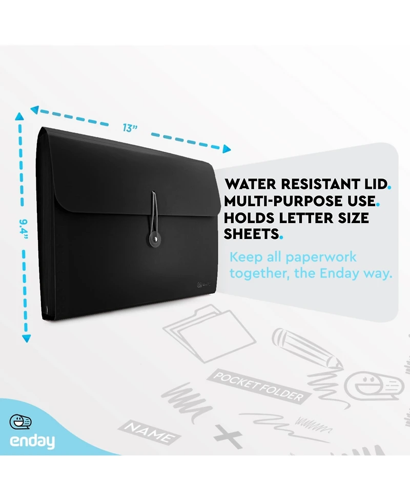 Accordion File Organizer Blue, 7 Pocket Expanding and Cover Folder with Labels, Plastic Portable Desktop Letter A4 Paper