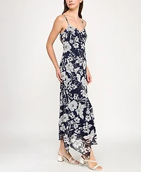 Row A Juniors' Printed V-Neck Sleeveless Maxi Dress