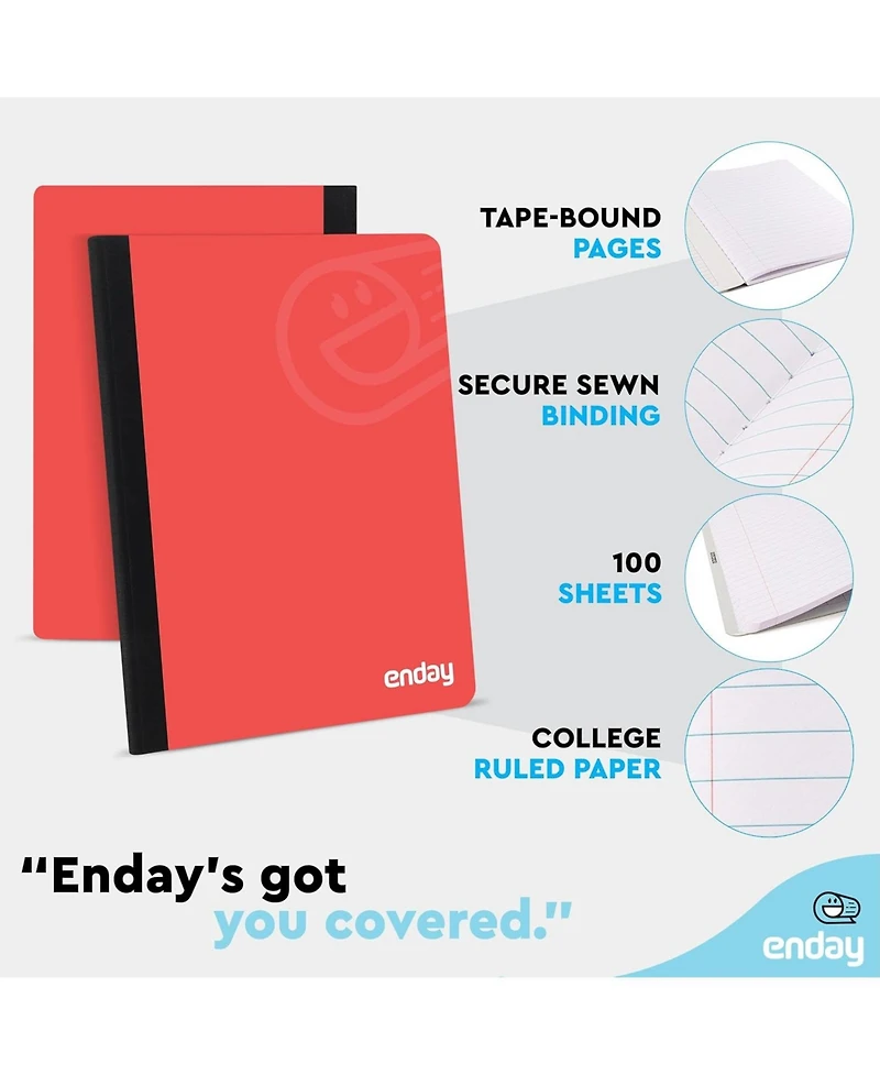 Enday Composition Notebooks College Ruled Paper, Pink Hard Cover Notebook, Premium Lined Books, 100 Sheets Notebook