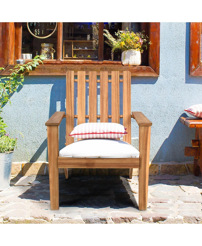 Costway 2PCS Patio Acacia Wood Adirondack Chair Lounge Armchair sturdy Outdoor Garden