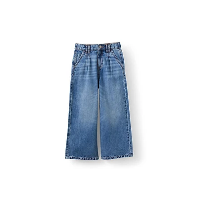 Cotton On Big Girls Little/Big Pleat Front Relaxed Denim Jean