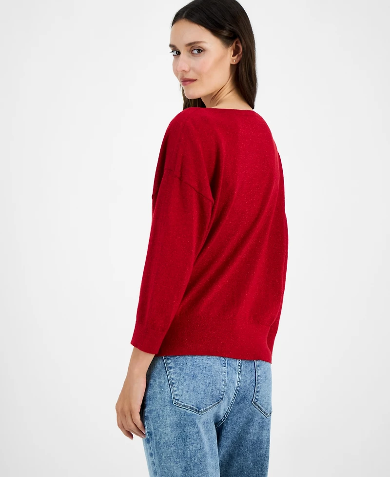 Nautica Jeans Women's Boat-Neck Dolman Shimmer Sweater