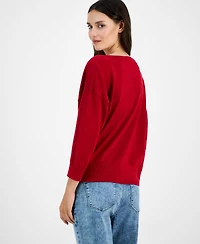 Nautica Jeans Women's Boat-Neck Dolman Shimmer Sweater