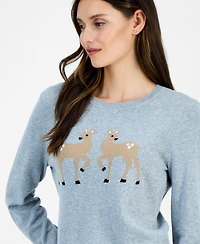 Nautica Jeans Women's Cotton Deer-Graphic Sweater