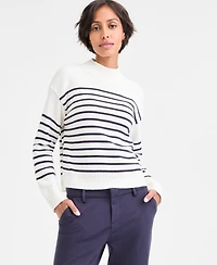 Nautica Jeans Women's Mock-Neck Stripe Long-Sleeve Sweater