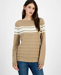 Nautica Jeans Women's Cotton Boat-Neck Textured Sweater