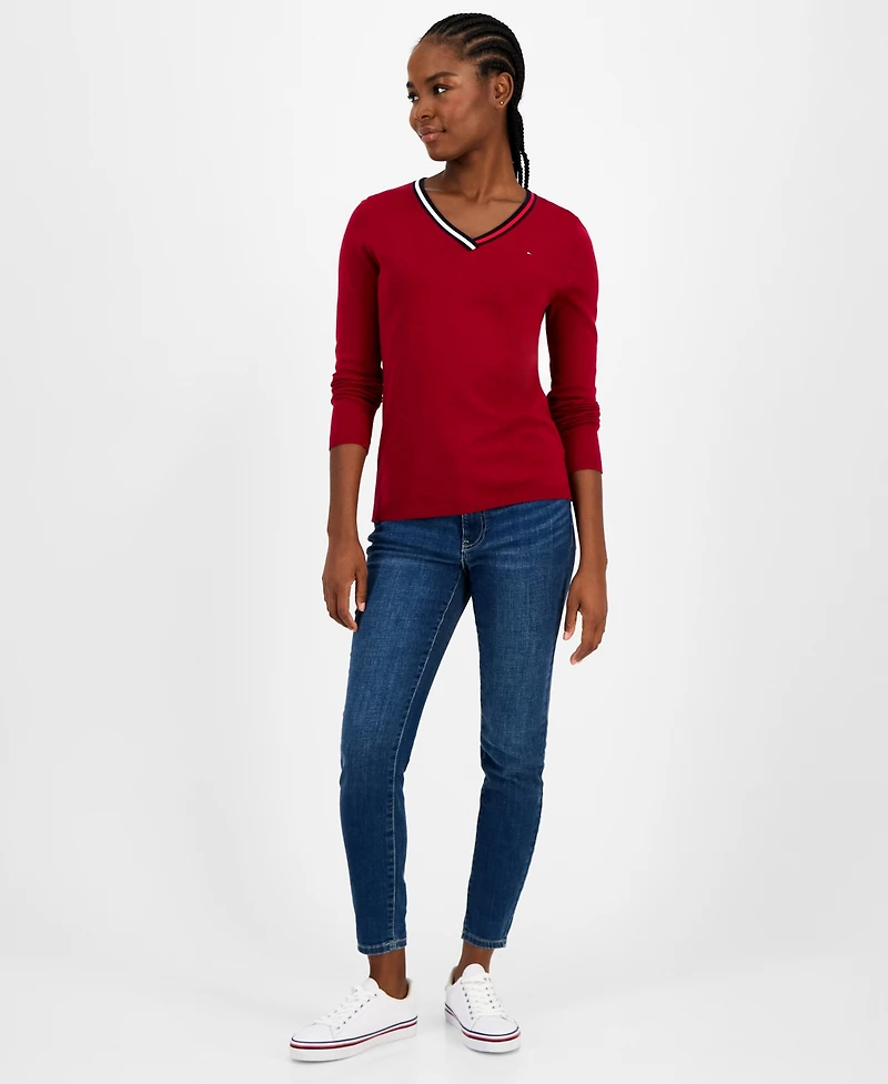 Tommy Hilfiger Women's Cotton V-Neck Sweater