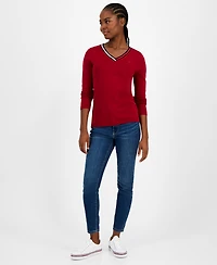 Tommy Hilfiger Women's Cotton V-Neck Sweater