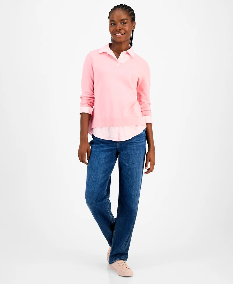 Tommy Hilfiger Women's Twofer V-Neck Long-Sleeve Sweater