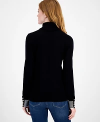 Tommy Hilfiger Women's Cotton Argyle Striped Turtleneck Sweater