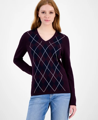 Tommy Hilfiger Women's Cotton Arglye Ivy Sweater