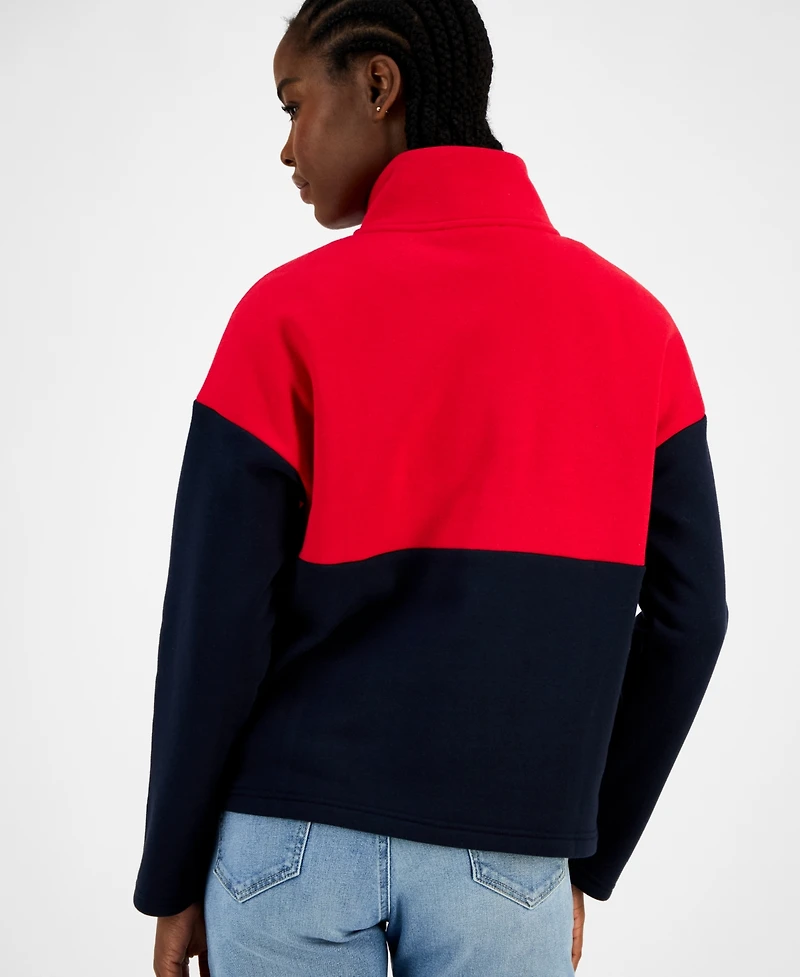 Tommy Hilfiger Women's Colorblock Quarter Zip Sweatshirt