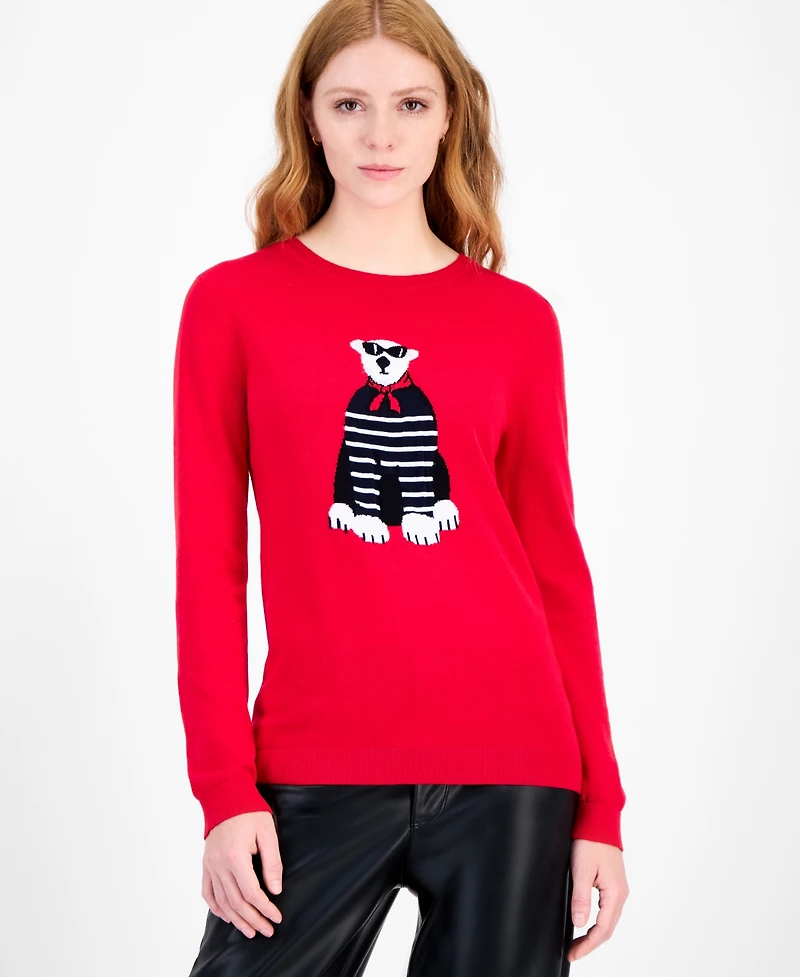 Tommy Hilfiger Women's Cotton Sunglasses Bear Crewneck Sweater