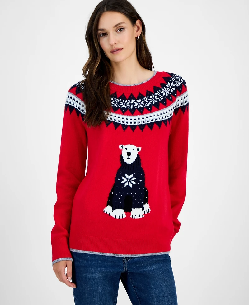 Tommy Hilfiger Women's Polar Bear Fair Isle Sweater