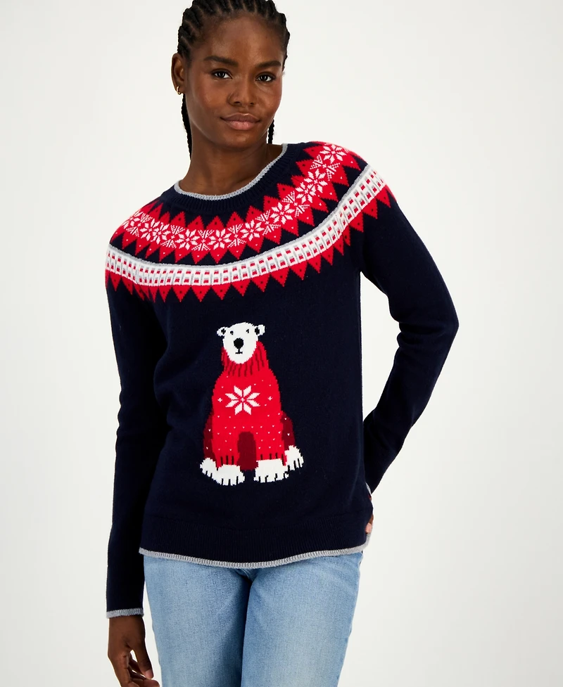 Tommy Hilfiger Women's Polar Bear Fair Isle Sweater