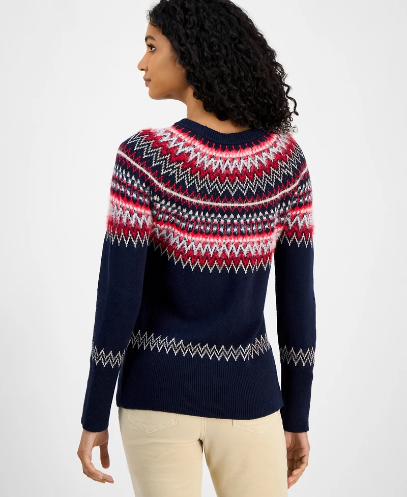 Tommy Hilfiger Women's Round-Neck Long-Sleeve Fair Isle Sweater
