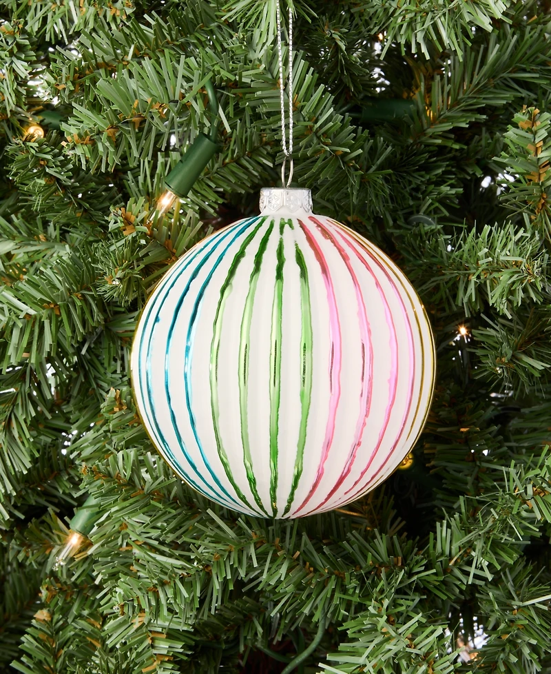 Holiday Lane Pastel Shine Rainbow Textured Ball Ornament, Macy's Exclusive