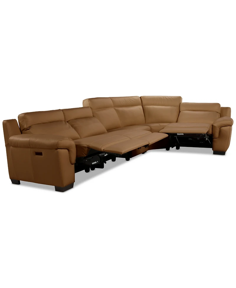 Julius Ii 5-Pc. Leather L Sectional with Power Recliners