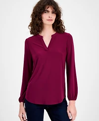 Ak Anne Klein Women's Split-Neck Top