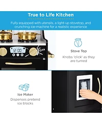 Best Choice Products Pretend Play Kitchen Wooden Toy Set for Kids w/ Telephone, Utensils, Oven, Microwave