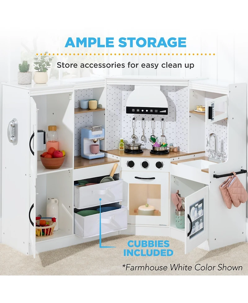 Best Choice Products Pretend Play Corner Kitchen, Interactive Wooden Kids Set w/ Lights & Sounds