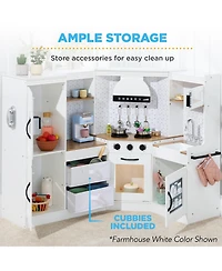 Best Choice Products Pretend Play Corner Kitchen, Interactive Wooden Kids Set w/ Lights & Sounds