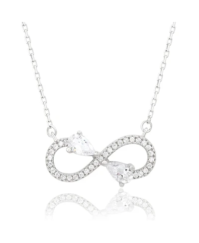 Suzy Levian New York Suzy Levian Sterling Silver White Cubic Zirconia Infinity Multi-cut Necklace