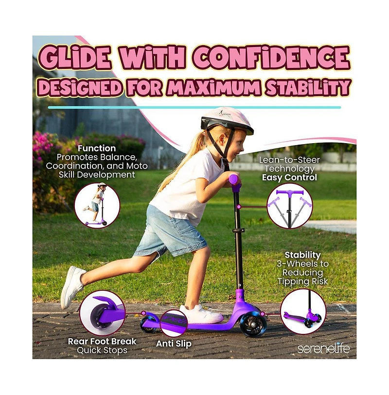 3-Wheel Foldable Kids Scooter - Child Toy Scooter with Built-in Led Wheel Lights, and Easy Maneuvering