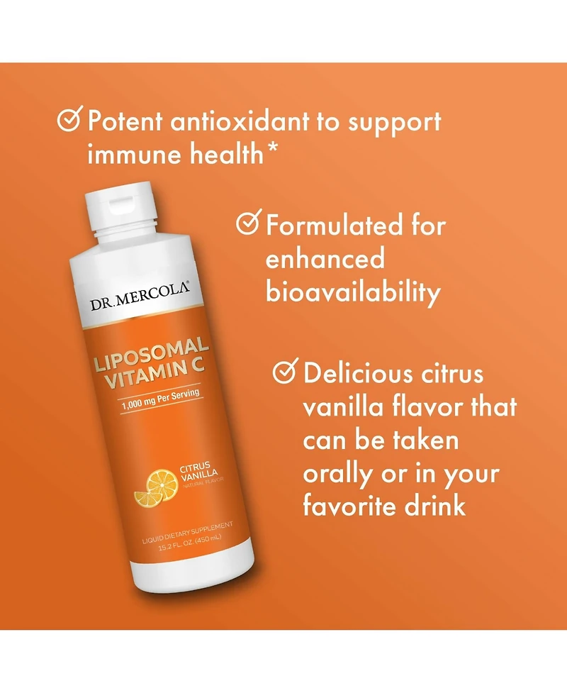 Dr. Mercola Liquid Liposomal Vitamin C, 30 Servings, Potent Antioxidant and Essential Nutrient