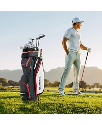 Gymax 9.5" Golf Cart Bag w/14 Divider Rain Hood Cooler 8 Pockets