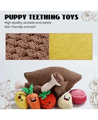Nocciola 7-in-1 Turkey Dog Toy,Big Turkey Puzzle Toy with 6 Squeaky Veggie Plush Toy, Interactive Enrichment Dog Toys for All Breeds