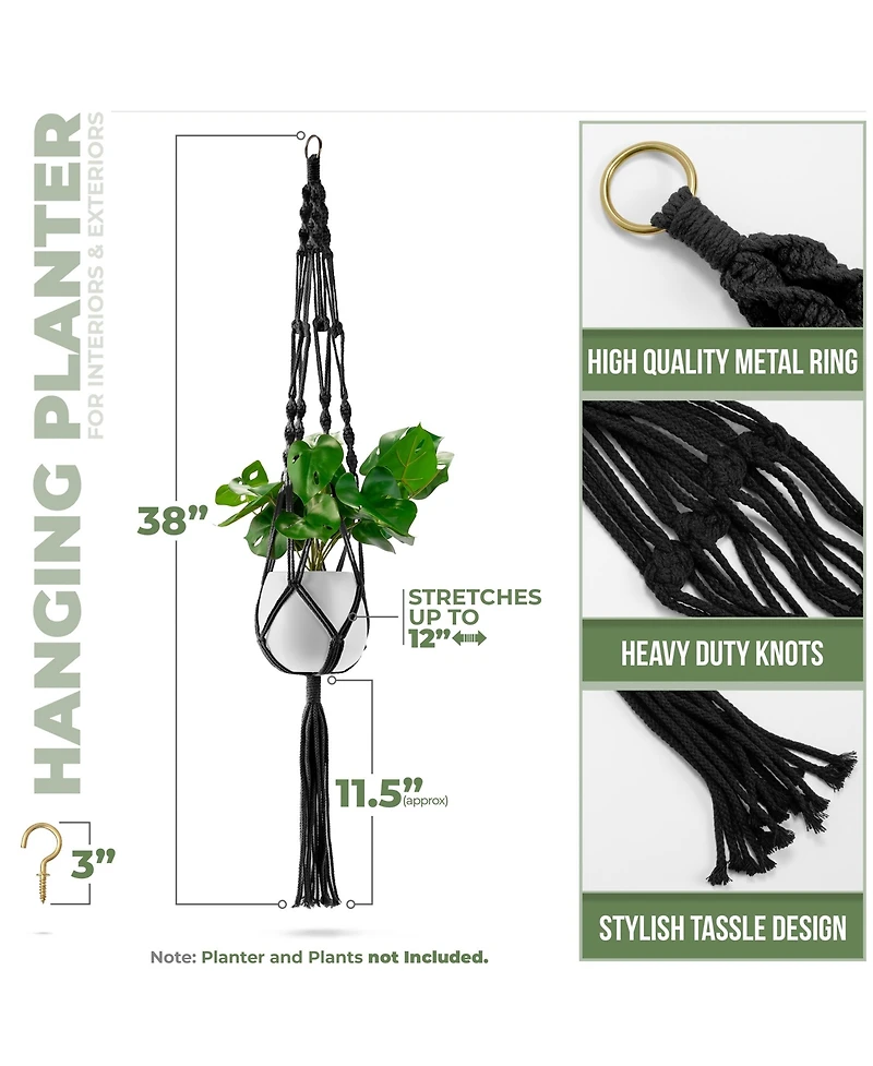 Sorbus Macrame Plant Hanger - for Indoor & Outdoor Hanging Cotton Rope, Home, Patio, Garden