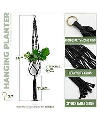 Sorbus Macrame Plant Hanger - for Indoor & Outdoor Hanging Cotton Rope, Home, Patio, Garden